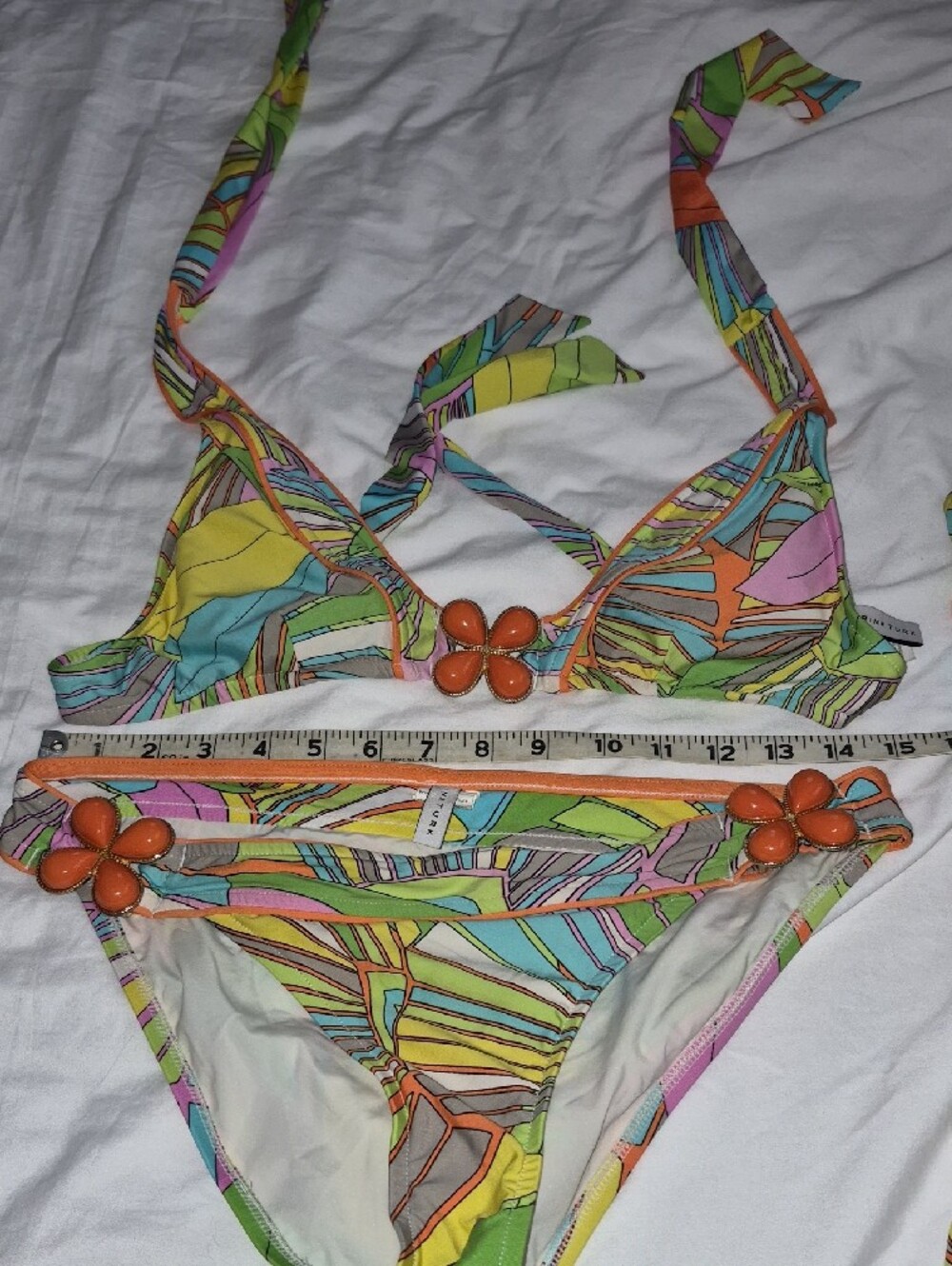 Trina Turk Colorful Tropical Print Bikini & Cover-Up Size 6 - Picture 4 of 6